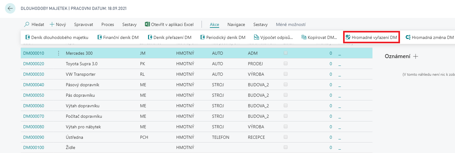 Úpravy vyřazení DM