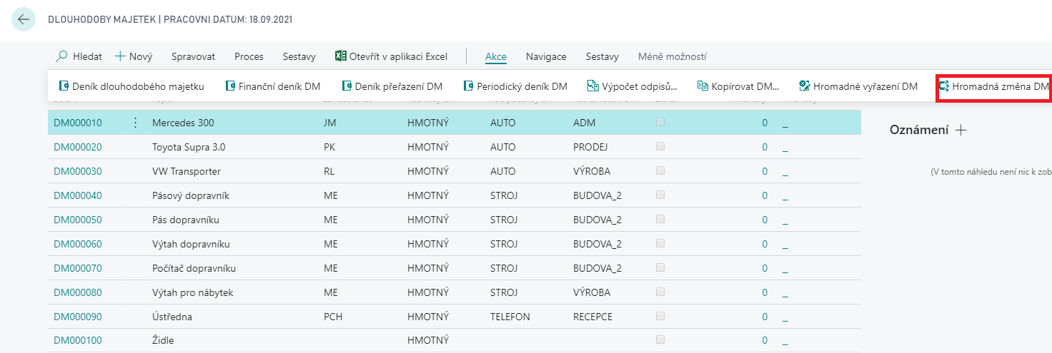 Hromadná změna DM